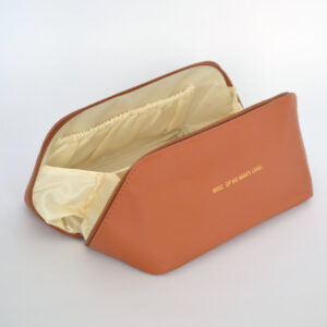 Leather Makeup Bag - Caramel