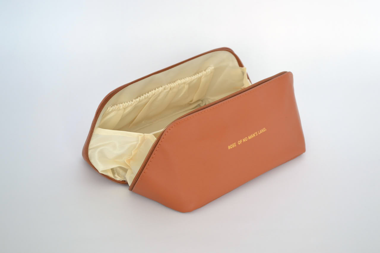 Leather Makeup Bag - Caramel