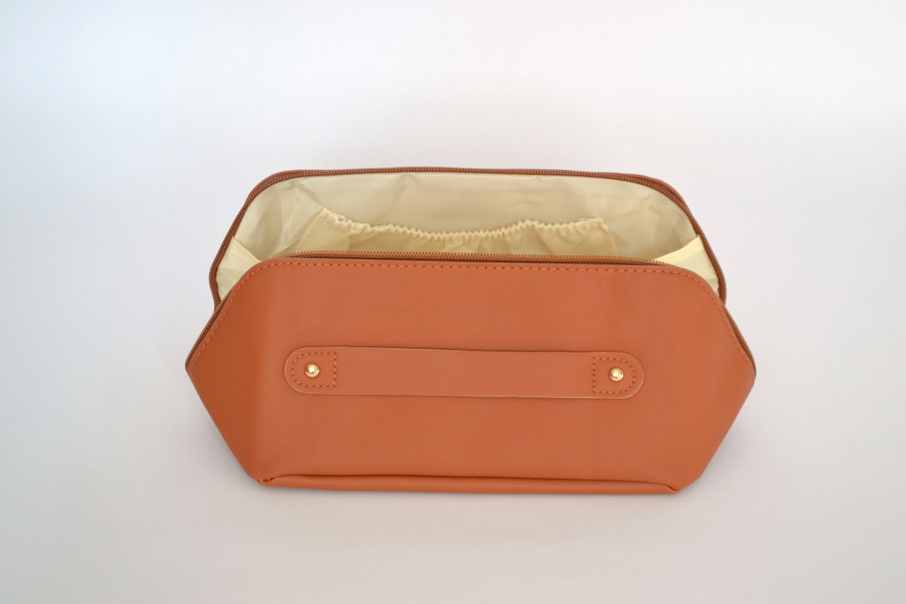 Leather Makeup Bag - Caramel - Image 3