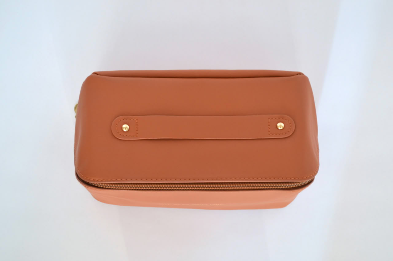 Leather Makeup Bag - Caramel - Image 6