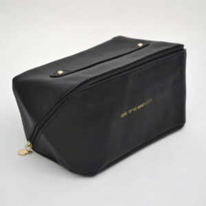 Leather Makeup Bag - Black
