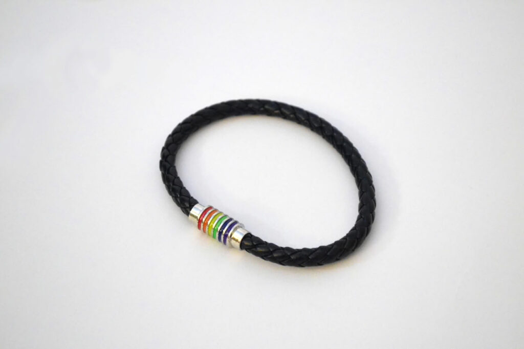 Rainbow Bracelet With Leather Magnetic Striped Clasp