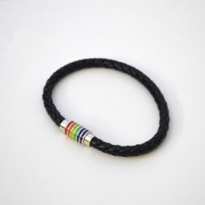 Rainbow Bracelet With Leather Magnetic Striped Clasp