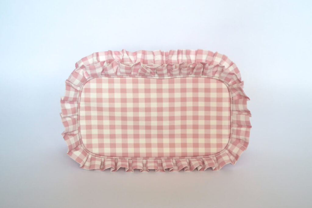 Ruffle Gingham Plaid Cosmetic Bag - Pink