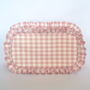 Ruffle Gingham Plaid Cosmetic Bag - Pink