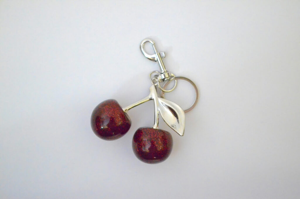 Crystal Cherry Keychain - Silver Red