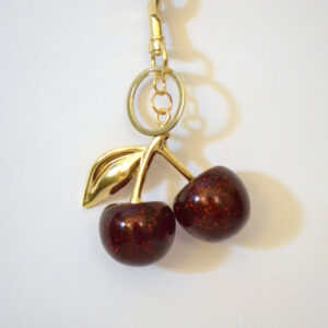Crystal Cherry Keychain - Gold Red