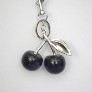 Crystal Cherry Keychain - Silver Black