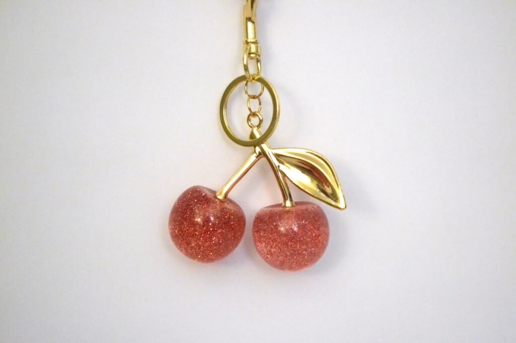 Crystal Cherry Keychain - Gold Pink