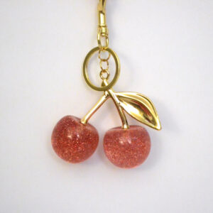 Crystal Cherry Keychain - Gold Pink