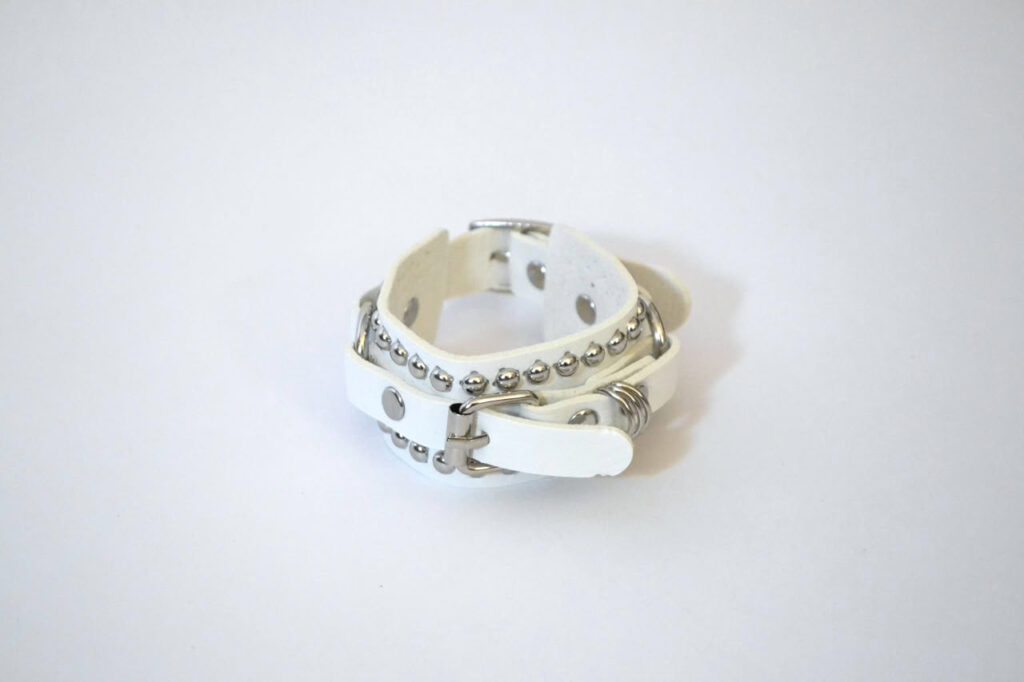 Leather Punk Bracelet Gothic Rivet Buckle Wristband - White