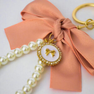 Bow Pearl Wristlet Keychain - Pink